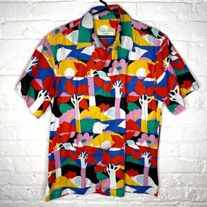 Sayulita Shirt Co Abstract Aztec Button Shirt Mens Small Multi Party Shirt